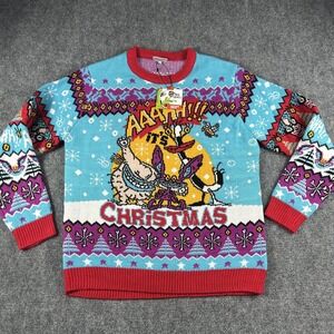 Nickelodeon Sweater Mens XL Blue AAAHH!!! Real‎ Monsters Ugly Christmas Pullover